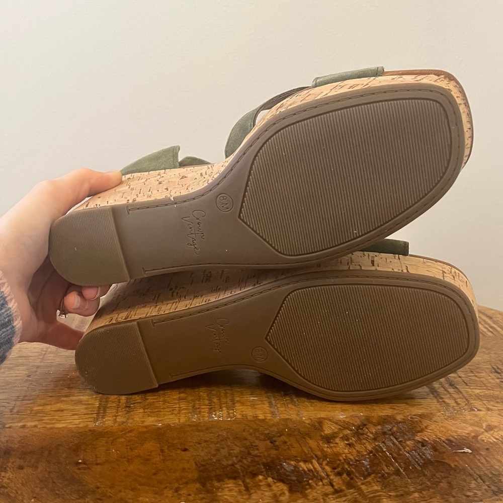 Crown Vintage Chalina Wedge Sandal Green Sz 8.5 - Picture 4 of 7
